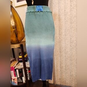 💋 Versace Jeans Couture Teal and Indigo Ombre Skirt- Size Med